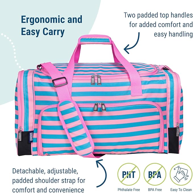 Wildkin Kids Weekender Duffel Bag – Carry-On Size for School, Travel, & Sleepovers