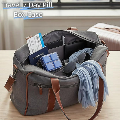 Weekly Pill Organizer, Travel 7 Day Pill Box Case with Magnetic Design, Easy Open Pill Container for 8 Compartments Portable Pill Case Medicine Holder for Vitamins Medication (Blue)