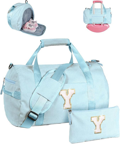 8 Year Old Girl Birthday Gifts, Girls Gym Bag, Kids Personalized Dance Bags with Shoe Compartment, Customized Travel Tote with Toiletry Bag, Gift for Grandkids (Letter Y)