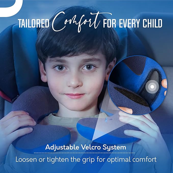 BCOZZY Kids Travel Neck Pillow (3-7 Y/O)- Patented Soft Toddler Pillow for Head & Chin Support in Car Seat, Airplane, and Road Trip Sleeping. Adjustable Size. Fully Washable. Carry Bag. Small, Gray