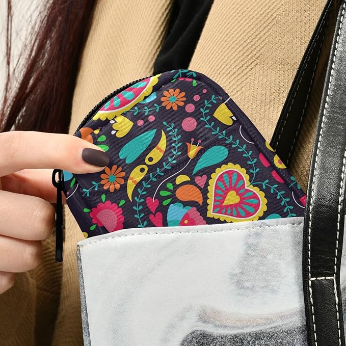 Travel Pill Organizer Weekly Small Cute Pill Box 7 Day Pill Case Vitamin Holder Pill Bottle Organizer (Black Floral Heart)