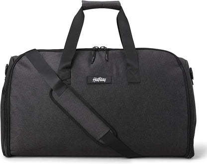 Halfday Convertible 2-in-1 Garment Duffel Weekender Bag 45L | Wrinkle-Free Travel, Hanging Suit Compartment, Shoe Pockets, Trolley Sleeve. Durable & Water-Resistant Carry-On, Shadow