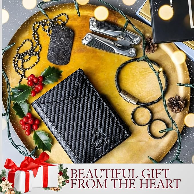 BULL GUARD Trifold RFID Blocking Front Pocket Wallet for Men, Secured Card Slots & Coin Pocket with Magnetic Closure, Durable & Modern Leather Design in Carbon Black Ridge