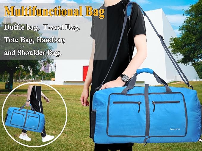 Woogwin Travel Duffel Bag Large Foldable Waterproof Overnight Bag for Beach Swim Bags Pool Sports Gym