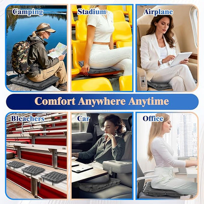 HiiPeak Inflatable Stadium Seat Cushion, Compact Hand Press Stadium Seats Pad Bleacher Seat Chair Cushion Pad for Airplane Travel Camping Backpacking Sports Events (Gray)