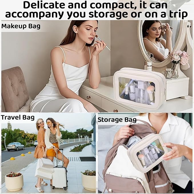 8 Packs TSA Approved Toiletry Bags Clear Toiletry Bags for Travel PVC Makeup Pouch Waterproof Quart Size Clear Cosmetic Bag with Zipper for Airport Airline Compliant Bag Women Men Travel Bathroom