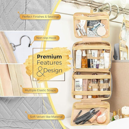 BOACAY Large Hanging Travel Toiletry Bag for Women, Makeup Bag, Bathroom & Shower Organizer Kit for Accessories, Cosmetics, Essentials