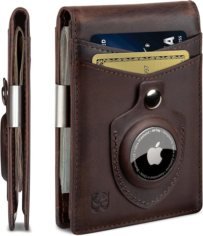 SERMAN BRANDS Money Clip Wallet - Mens Wallets slim Front Pocket RFID Blocking Card Holder Minimalist Mini Bifold