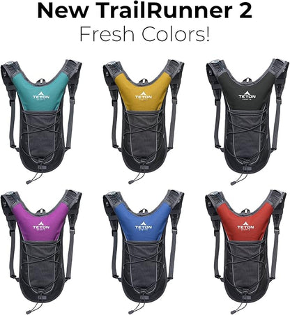 Teton Oasis/Trailrunner Hydration Backpack – Lightweight Water Pack with 2L/3L Bladder for Hiking, Running, Cycling, Biking – 2L/18L/22L Sizes – Sewn-in Rain Cover – Fits Men and Women