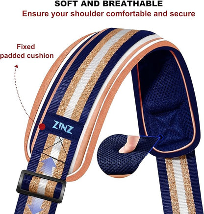 ZINZ 60" Universal Bag Strap with Ultra-thick Fixed Breathable Pad Adjustable Heavy-duty Shoulder Strap for Laptop bag Crossbody Luggage Gym Bag Camera Bag and more -TH01B06
