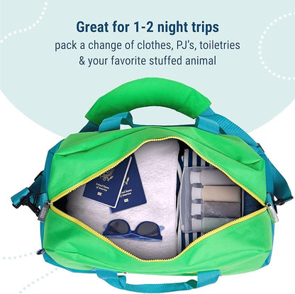 Wildkin Kids Overnighter Duffel Bag – Carry-On Size, Ideal for School & Sleepovers – Monster Green