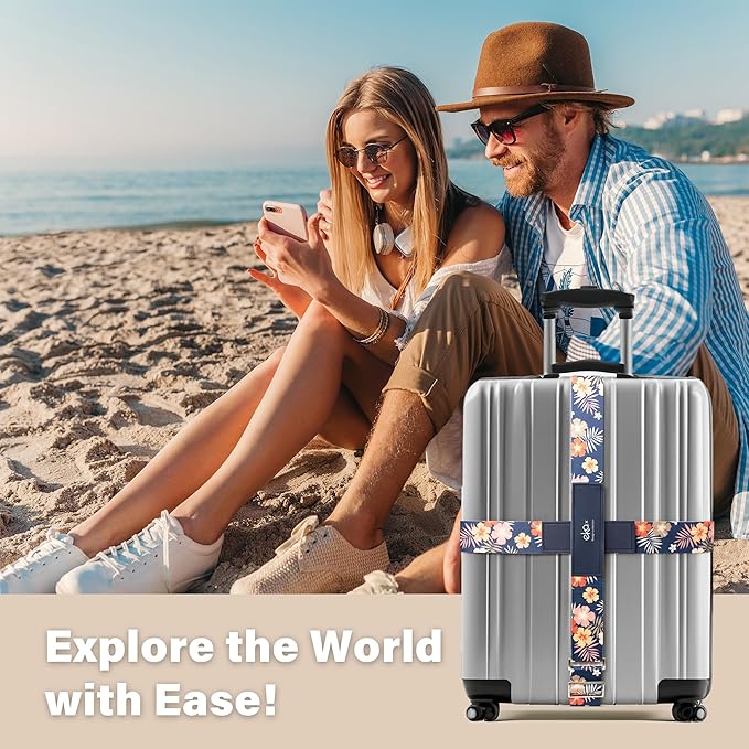 Luggage Straps for Suitcases, Adjustable Luggage Elastic Belt, Travel Essentials for Airport, Station, Vibrant Designs, Black Cat