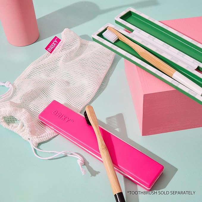 BRIXY Toothbrush Container, Silicone Travel Case, Portable Holder for Manual Toothbrushes, Bathroom, Camping, Vacation, Business Trip, Durable Silicone, Seals Magnetically, 2Pack