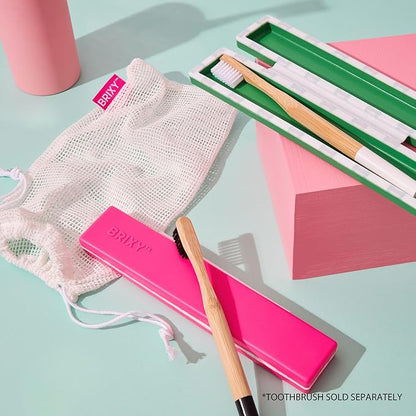 BRIXY Toothbrush Container, Silicone Travel Case, Portable Holder for Manual Toothbrushes, Bathroom, Camping, Vacation, Business Trip, Durable Silicone, Seals Magnetically, 2Pack