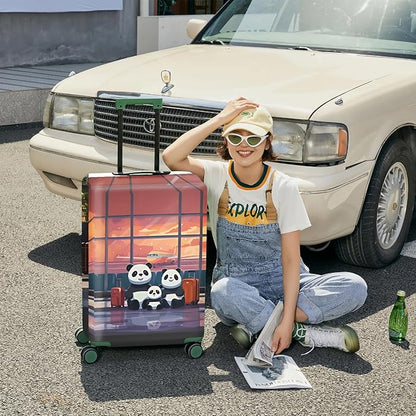 ANNA QUEEN Cut Panda Family Travel Luggage Cover Washable Suitcase Protector Suitcase Cover Anti-Scratch,Stretchable Fit for 18-32Inch Luggage,Travel Bag Cover XL(fits 29-32Inch suitcase)