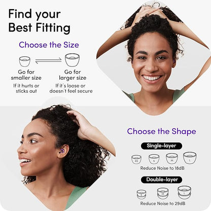 Audree Style Ear Plugs for Noise Reduction, Reusable High Fidelity Earplugs for Concerts, Musicians, Motorcycles, Study, Parent, Party, Flights & Noise Sensitivity, 18-29dB Noise Cancelling (Violet)