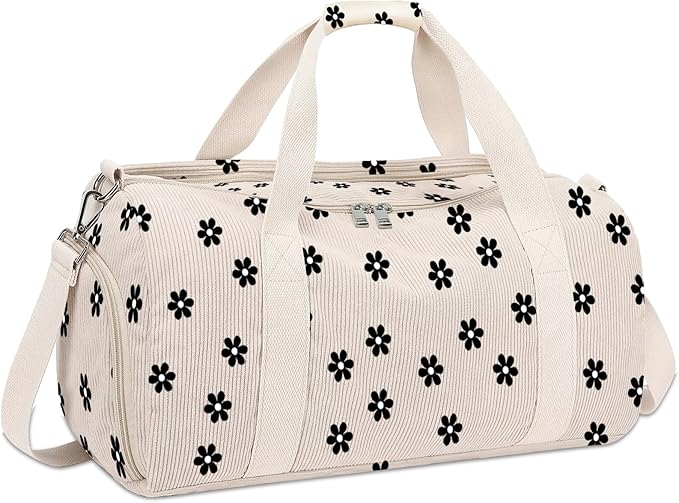 Duffle Bag for Woman Corduroy Gymnastics Sports Bag for Kids Dance Girls with Shoe Compartments