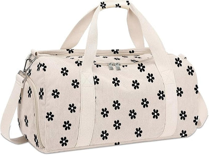 Duffle Bag for Woman Corduroy Gymnastics Sports Bag for Kids Dance Girls with Shoe Compartments