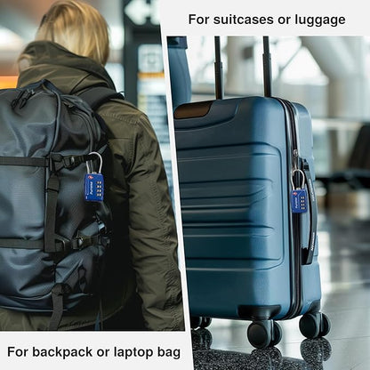 Puroma TSA Approved Luggage Lock, Multicolor 4 Digit Combination Travel Locks Resettable Code Lock with Zinc Alloy Body for Suitcase, Backpack, Bag, Gym Locker (Black,Blue,Silver,Red-Violet)