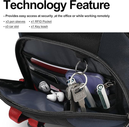 Boavan Laptop Backpack for men, 17.3 inch Laptop Bag with USB Port, Waterproof Travel Work Backpack Purse, Anti-Theft Teacher Nurse Doctor Casual Bookbags Office Business backpack，Black&Classic Navy