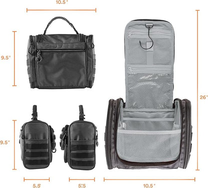 Fitdom Tactical Hanging Toiletry Bag Dopp Kit For Men & Women. Perfect For Travel & Storage for Cosmetic, Clipper, Toothbrush, Shower, Shaving & Grooming Care. Best Overnight Toiletries Organizer Case