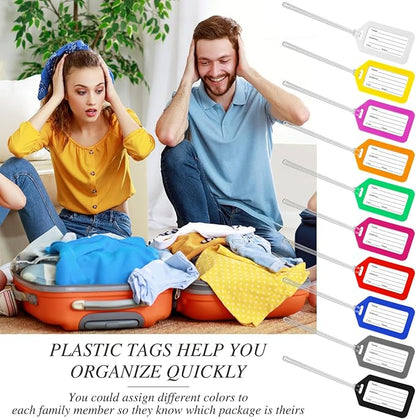 200 Pieces Bulk Luggage Tags for Suitcases Plastic Backpack Book Bag Baggage Name Tags