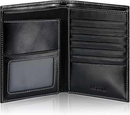 HISCOW Italian Leather Passport Holder for Travel - RFID Blocking Wallet Cover with Secure Organizer for Men & Women, US & Foreign Trips, Antiqued Black
