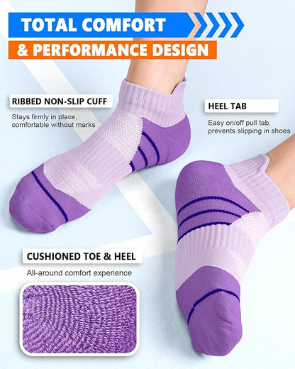 5 Pairs Copper Compression Socks for Women & Men - Ankle Plantar Fasciitis Arch Support Running Socks for Athletic