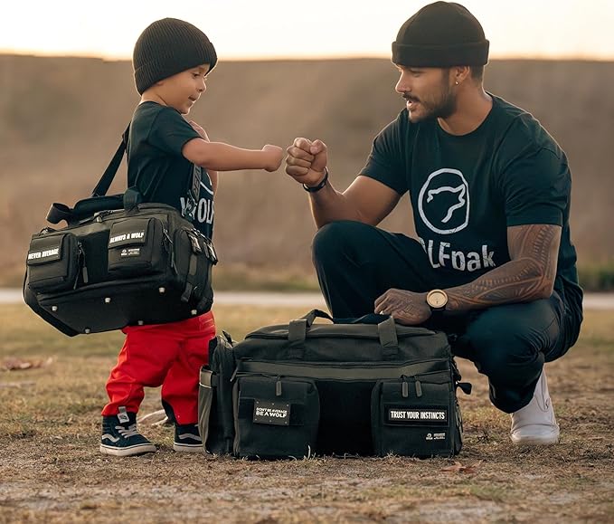 WOLFpak 20L Mini Duffle Bag for Gym & Travel | Waterproof Carry-On Weekender Bag with Shoe Compartment, Hard Bottom, and Tactical Molle System (Alpha Black)