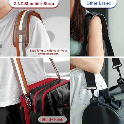 ZINZ Ultra-Thick Fixed Pad Shoulder Strap 76-inch Universal Bag Strap with Breathable Cushion and Dual Balanced Adjustable Buckles for Laptop Bag Luggage Messenger Bag Crossbody etc -Stripe-YWG