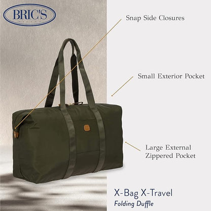 Bric's X-Bag/X-Travel 2.0 Overnight Weekender Folding Duffel Bag - 22" Carry On Bag - Olive