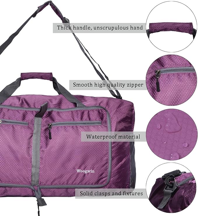 Woogwin Travel Duffel Bag Large Foldable Waterproof Overnight Bag for Beach Swim Bags Pool Sports Gym