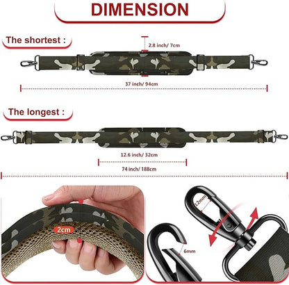 ZINZ 74" Shoulder Strap with Fixed Pad and Dual Balanced Buckles，Camouflage Green