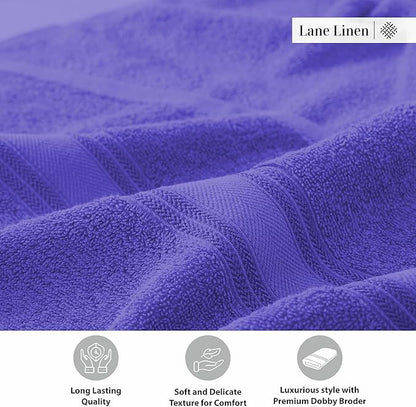 LANE LINEN 100% Cotton 4 Pack Bath Towels Set (30"x60") - Zero Twist, Large Cotton Towels for Bathroom - Quick Dry, Soft & Absorbent Bath Towel Set - Remains Fluffy After Multiple Washes - Blue Irish