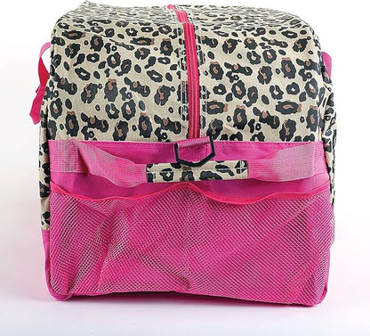 Lillian Vernon Personalized Duffel Bag for Kids, Roomy Pink Leopard Weekender With Front & Side Compartment, Customizable Girls Sports & Travel Bags With Custom Name, 13" x 15" x 30"W