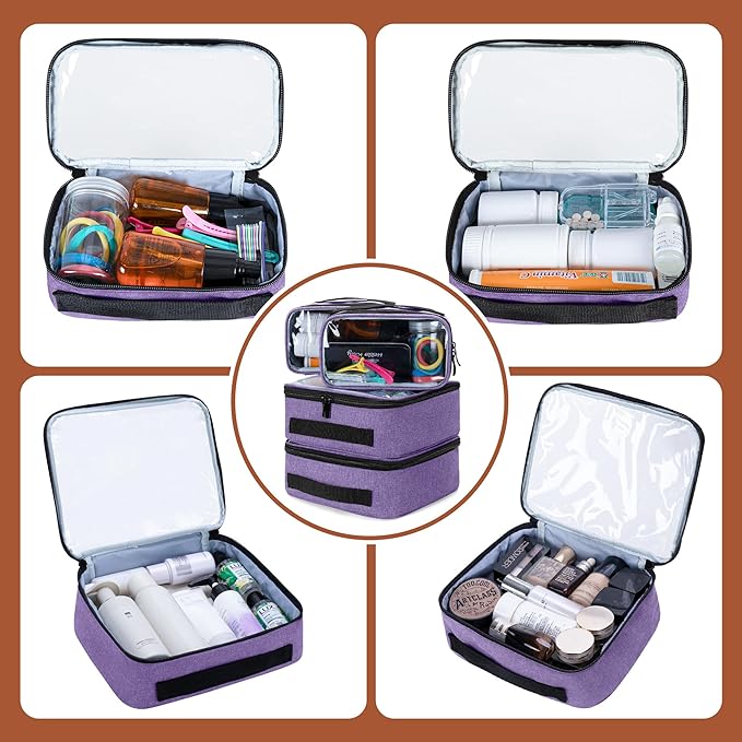 BAFASO Large Travel Toiletry Bag with 4 Removable Pouches, Multifunctional Makeup Bag Hair Bag for Toiletry and Makeup Supplies, Purple