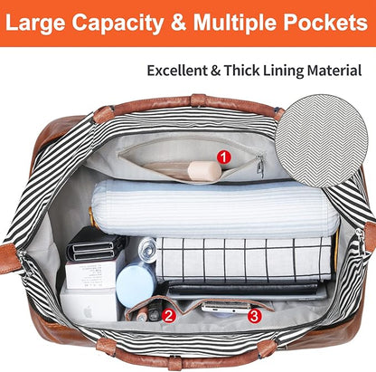 IBFUN Weekender Bags for Women, 21" Weekender Travel Bag, Travel Duffle Bag with Shoe Compartment Carry on Overnight Duffel Bag for Weekend Travel Business Trip