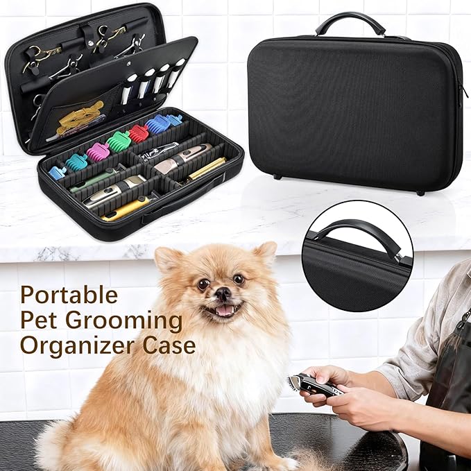 Barber Clippers Case for Travel, 17-inch X-Large Hair Cutting Supplies Bag for Groomer, Trimmer Razor Storage Case for Men, Pet Grooming Kits Organizer for Ufree/for Wahl/for Andis - Black