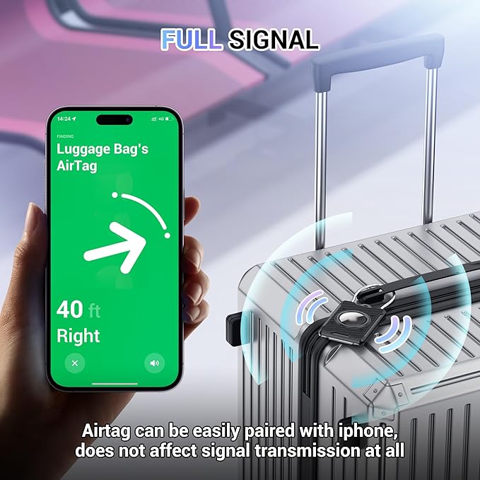 PROfezzion Luggage Tag AirTag Holder with Name ID Cards, Luggage Name Tag with Wire Cable Key Rings for Luggage Bag Travel Suitcase Backpack, Scratch Resistant AirTag Case for Travelling