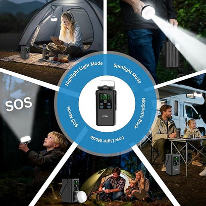 Camping Portable Power Station 198.4Wh (62000mAh), [Top Safety] 100W Fast Charging Power Bank with LiFePO4 Battery, Small Generator with Detachable Light for Travel Home Backup Outdoor Emergency