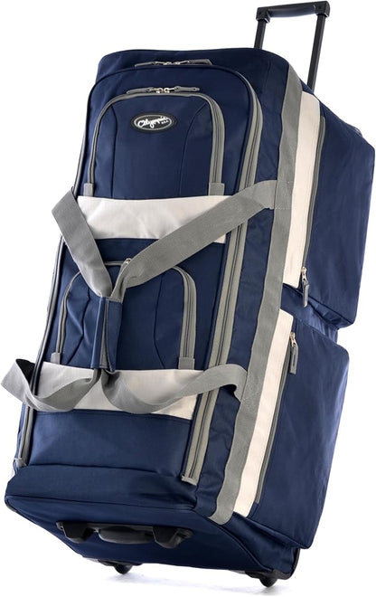 Olympia U.S.A. 33 inch Jumbo Size 8 Pockets Wheeled Rolling Duffel Bag Water Resistant Luggage Lightweight Travel Suitcase with Retractable Handle
