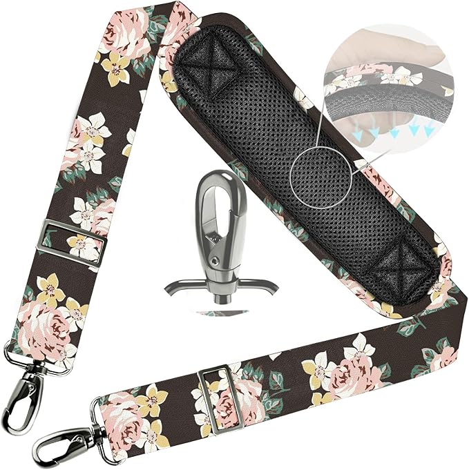 ZINZ Shoulder Strap 78" Universal Handbag Strap with Ultra-thick Fixed Padded and Dual Balanced Adjustable Buckles Shoulder Crossbody Strap for Briefcase Messenger Bag Laptop bag Luggage，Black rose