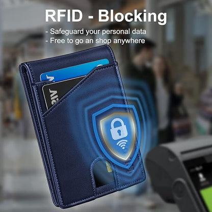 Airtag Wallet for Men,with Money Clip 11 Cards Slim Front Pocket Leather RFID Blocking Wallet with Gift Box