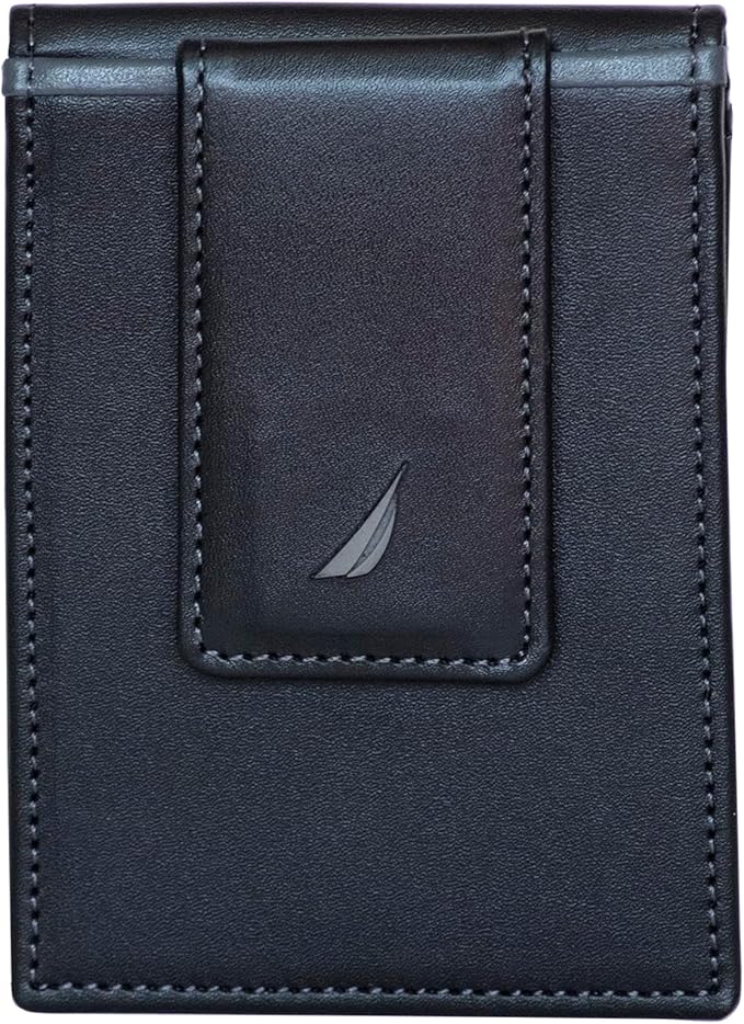 Nautica Men's Slim Wallet | Card Case | RFID Blocking | ID Window | Minimalist | Lightweight | Genuine Leather