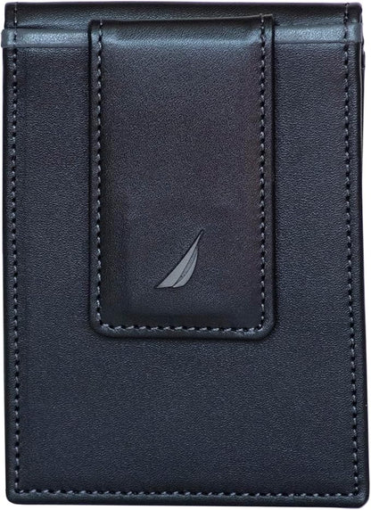 Nautica Men's Slim Wallet | Card Case | RFID Blocking | ID Window | Minimalist | Lightweight | Genuine Leather