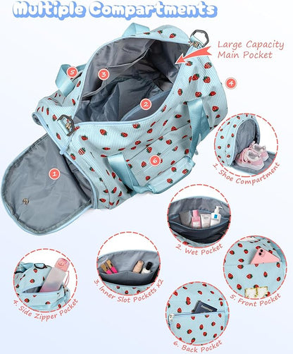 Christmas Stockings-Teen Girl Gifts Trendy Stuff, Girls Gym Bag, Kids Personalized Weekend Duffel Bags with Shoe Compartment, Travel Tote with Makeup Bag, Gift for Teenager (Letter M)