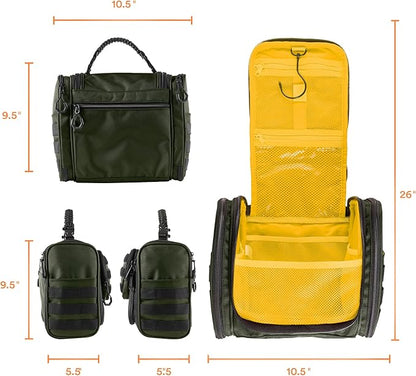 Fitdom Tactical Hanging Toiletry Bag Dopp Kit For Men & Women. Perfect For Travel & Storage for Cosmetic, Clipper, Toothbrush, Shower, Shaving & Grooming Care. Best Overnight Toiletries Organizer Case