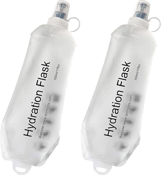 CLINTT 500ml Soft Flask, Foldable Running Water Bottle, TPU Folding Soft Water Flask, BPA-Free Collapsible Flask for Hydration Pack Running Vest, Cycling, Climbing, Hiking - 2Pcs, White