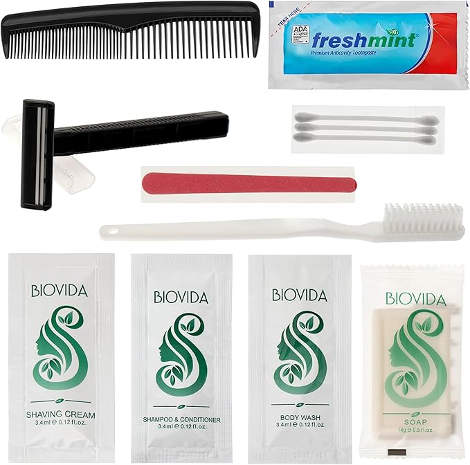 Moda West 24 Hygiene Kits - Bulk Case of Wholesale Basic Toiletry Kits for Men, Women, Travel, Charity 12 Pc Kit