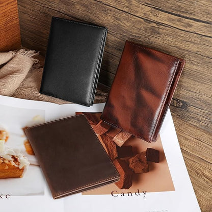 Polare Napa Leather Passport Holder RFID Blocking Travel Bifold Wallet Passport Holders 2 Passports (Black)